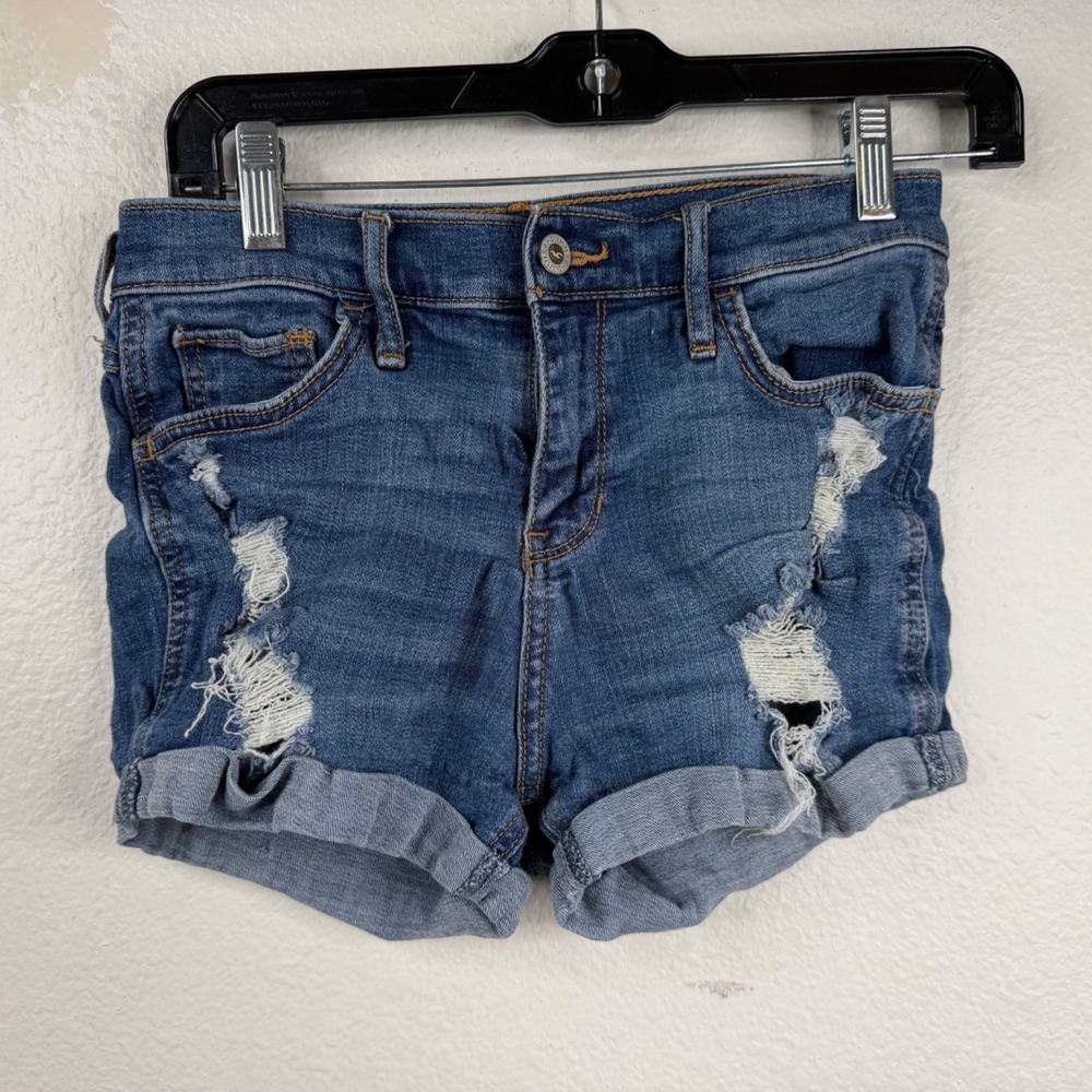 Hollister Women's Denim Shorts Blue Sz 1/25 High Rise Short Short